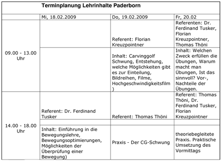 Terminplan Lehrinhalte Paderborn